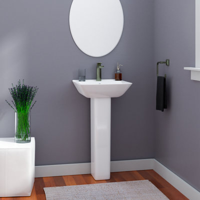 Lavabo de salle de bain rectangulaire 27,5 "en porcelaine vitreuse rectangulaire avec trop-plein