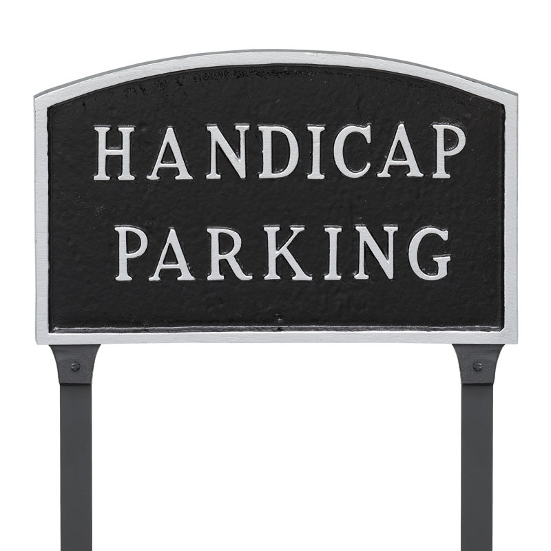 Enseigne de jardin d’adresse de parking de handicap, Noir / argent, H 10 po x l 15 po x P 0,25 po