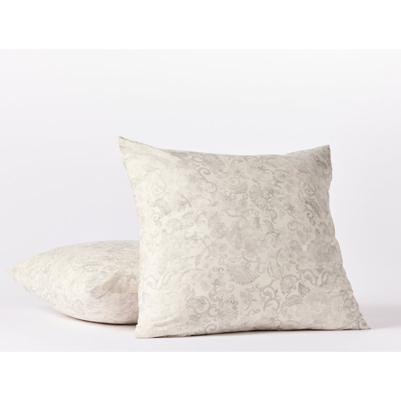 Solana Organic Print Sham Botanical, Euro, Undyed w/Grays