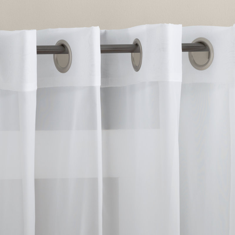 Sheer Grommet Single Curtain Panel - Basics by Wayfair™, 59" W x 63" L, White