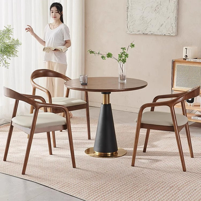 Table de salle à manger ronde en bois massif brun noisette, H 29,53 po x L 35,43 po x l 35,43 po