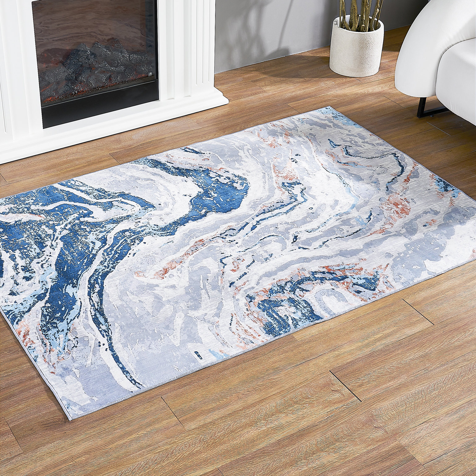 Wrought Studio™ Kasperitis Non-Slip Machine Washable Abstract Area Rug ...