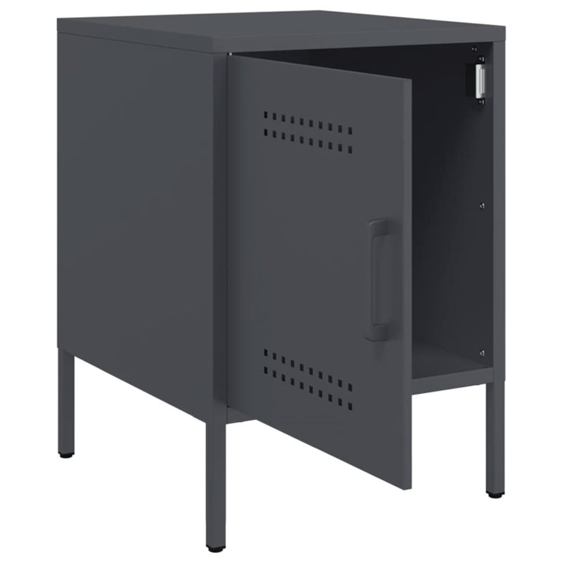 Prinsh 36cm W Steel Bedside Table, Anthracite