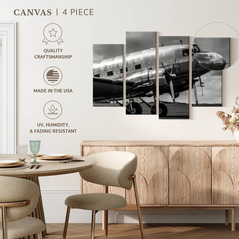 Black And White Aircraft, 32" H x 52" W