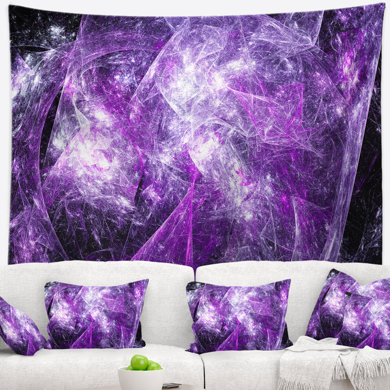 Tapisserie abstraite mystique mauve fractale, H 32 po x l 39 po