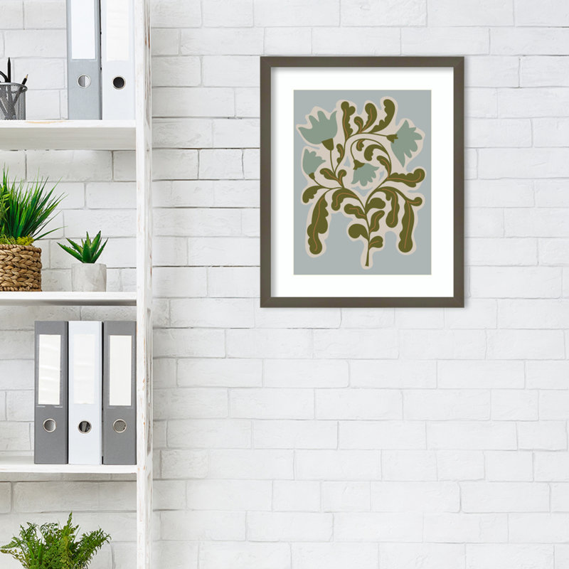 Expressive Abstract House Plant Playful Blue Framed On Paper by The Creative Bunch Studio Print, 21" H x 17" W x 1" D, Gray