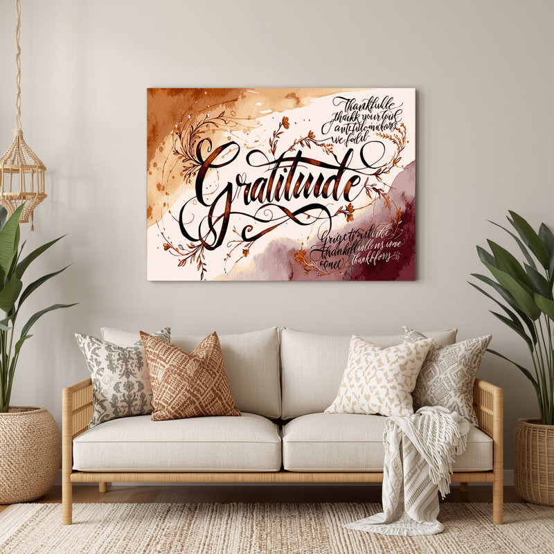 Art mural en métal beige, "Thanksgiving Thankfulness", H 11 po x l 14 po