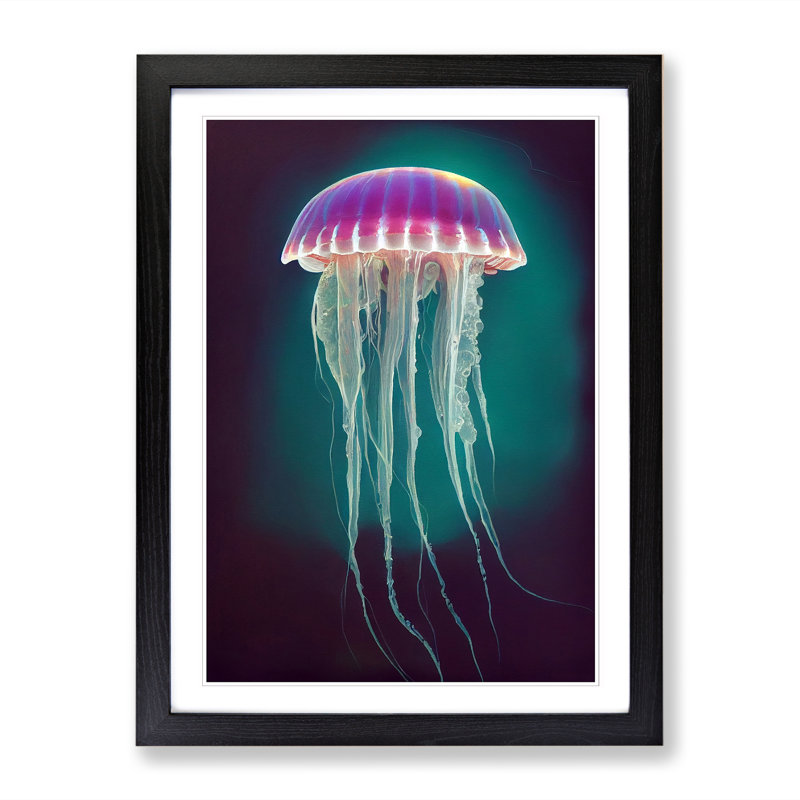 Lennetta Jellyfish Vol.3 - Picture Frame Print, 46cm H x 2cm W x 3cm D, Walnut