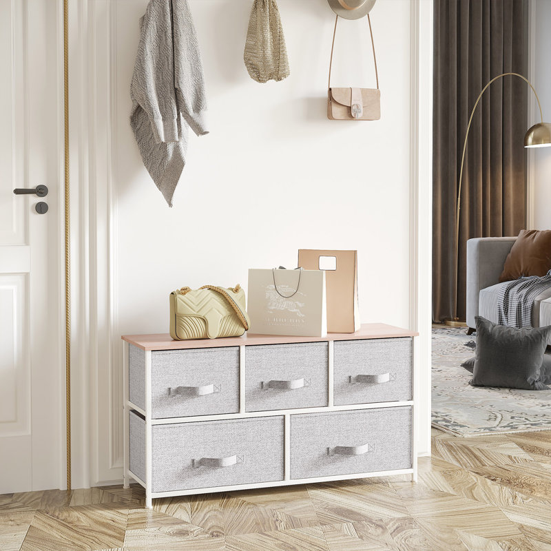 Commode de rangement 5 tiroirs Allenport, Blanc