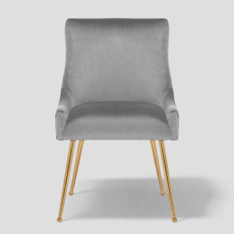 Chaise en velours Sheny, Velours gris clair