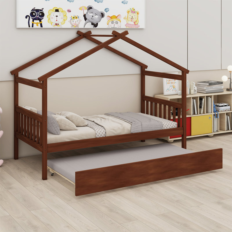 Lit en bois avec lit gigogne