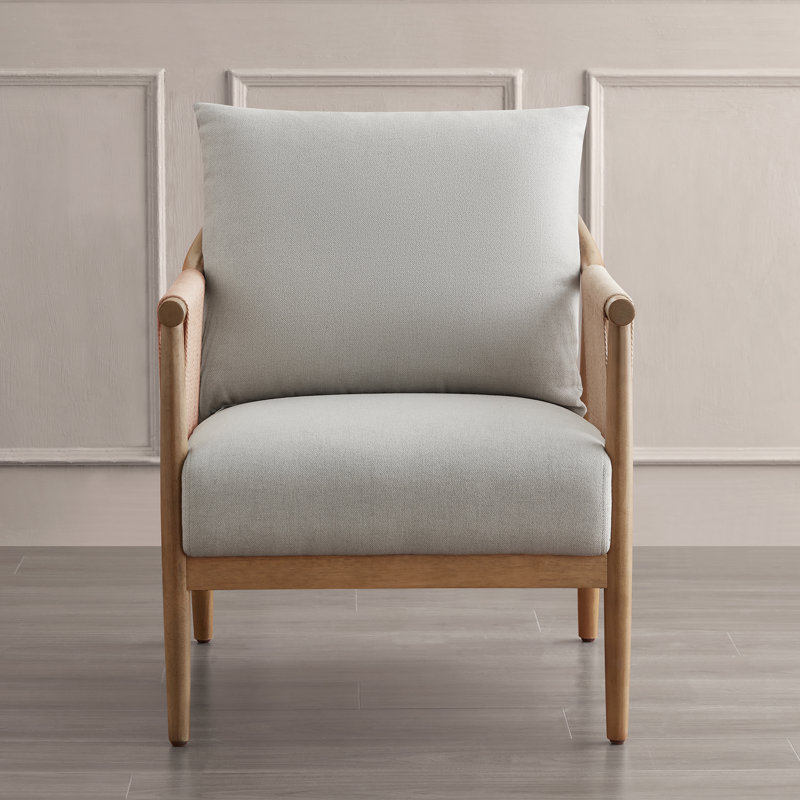 Fauteuil rembourré en corde tissée à la main, Natté gris clair