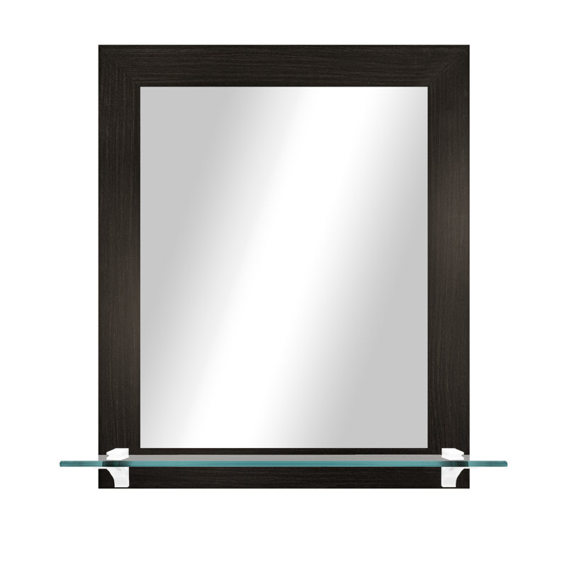 Kridia Flat Wall Mirror, Vertical, Dark Brown/White, 25.5" H x 21.5" W