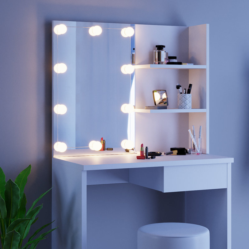 Chantsong Dressing Table with Mirror, White