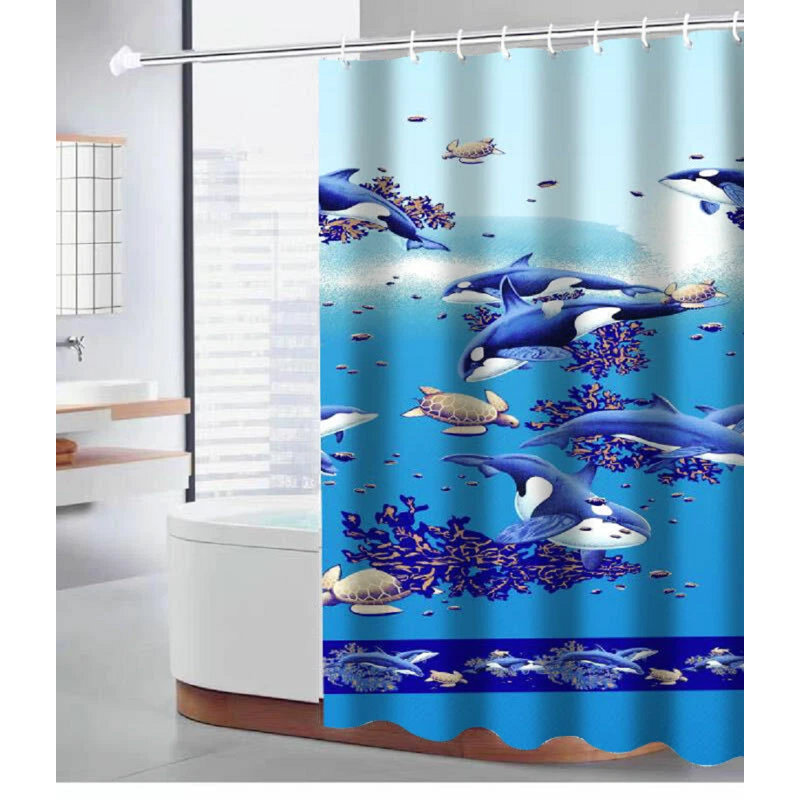 Sheer Single Curtain Panel, Navy Ocean