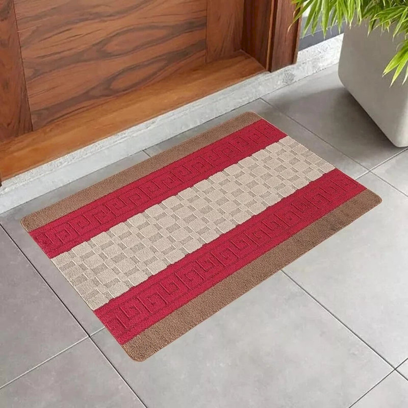 Non-Slip Brown-Red Indoor Area Rug – Washable Large & Small Door Mat, Hallway, Bedroom & Kitchen Floor Mat