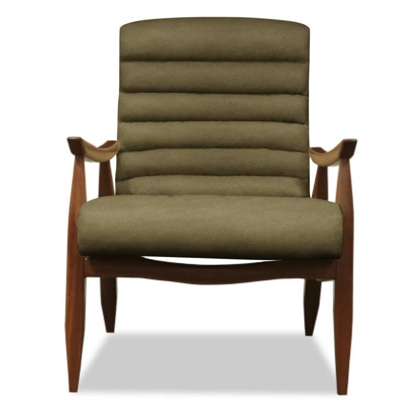 Lily Leather Tufted Armchair, Hare Verdecca Genuine Leather, Ash Honey