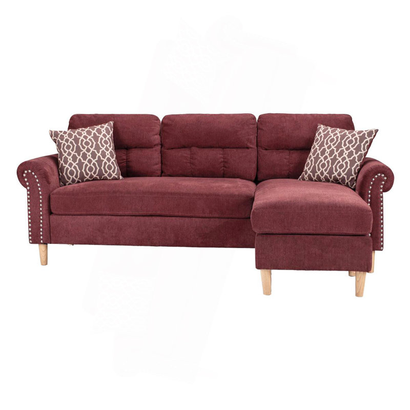Ensemble de canapé modulaire réversible en polyfibre de couleur rouge Paparika
