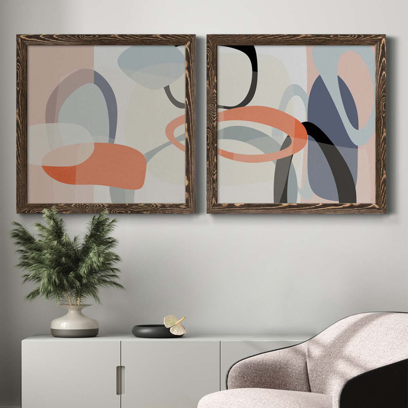 «Floating on Silk I», ensemble de 2 impressions sur toile, Toile encadrée noyer, H 35,5 po x l 71 po x P 1,5 po