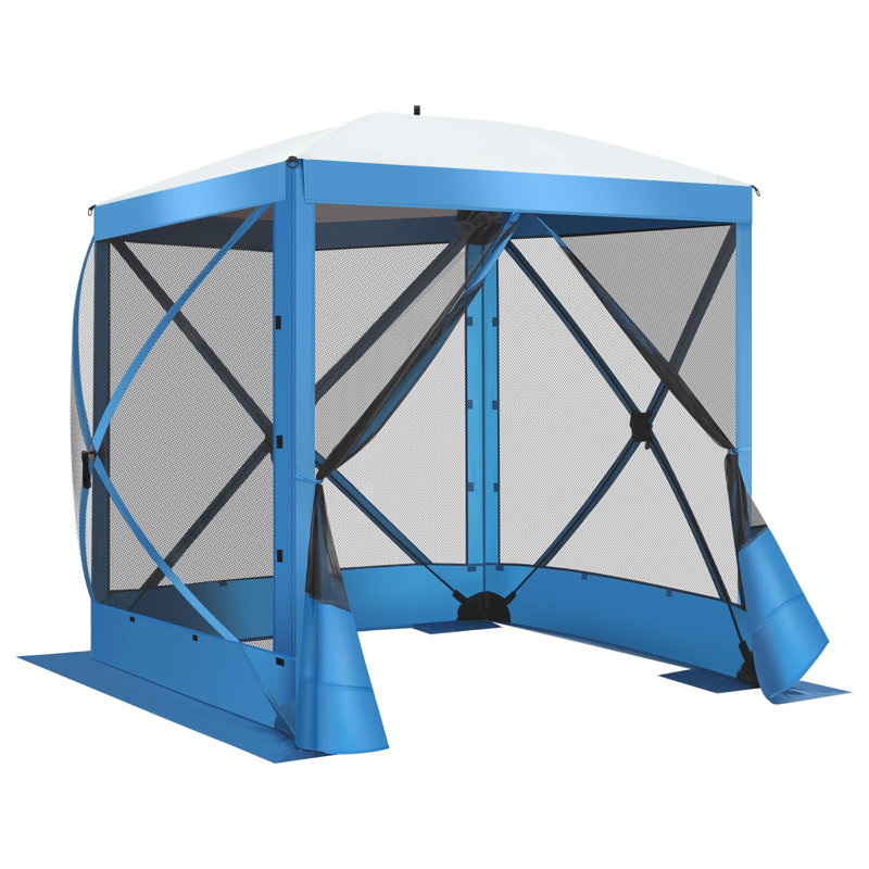 6FTx6FT Screen Room with Mosquito Netting, Hub Tent Instant Screened Canopy with Carrying Bag and Ground Stakes, Blue