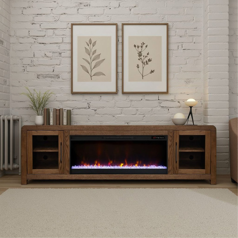 Meuble télé 82 pouces Bourbon, Oui, Brun, H 26 po x L 82 po x l 17 po