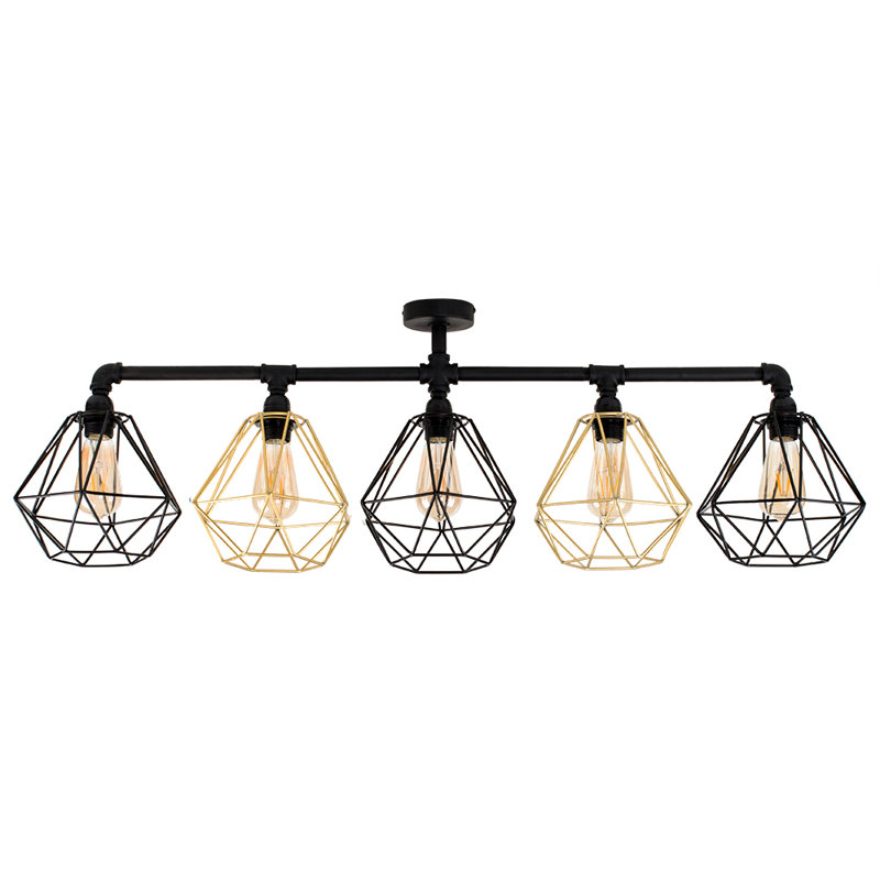 Hanley Flush Mount, Black/Gold, No