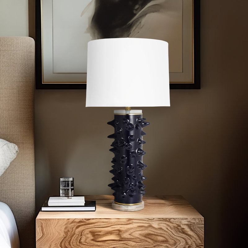 Lampe de table en céramique 31 "Spikey, cylindre, H 31", Spike, Bleu
