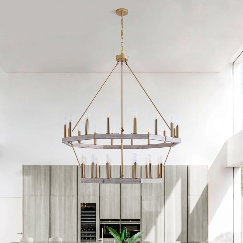 Faringdon 28-Light 2-Tier Dragon Wheel-Shape Pendant Chandelier