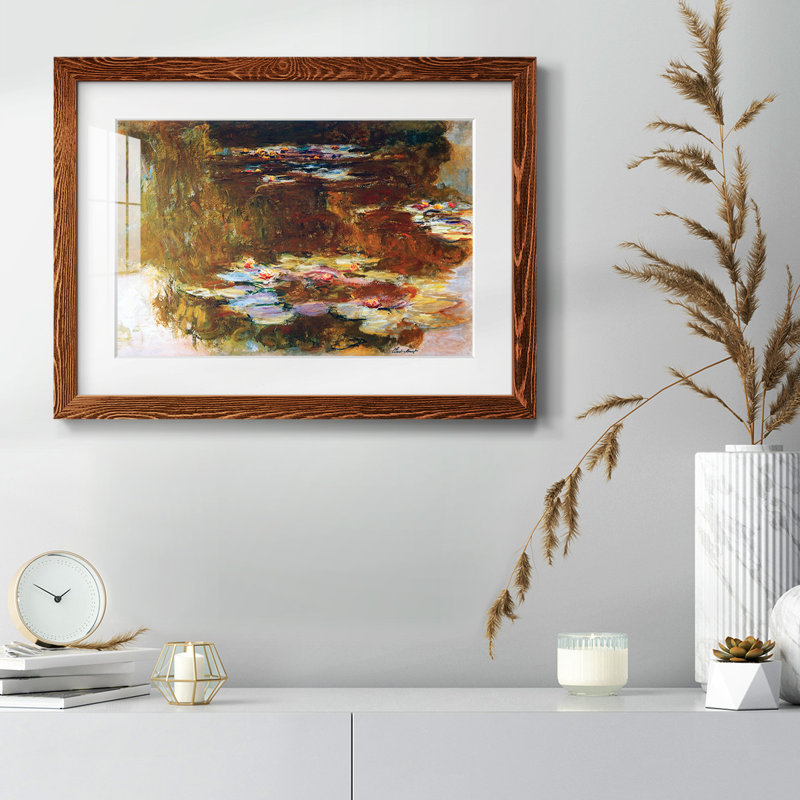 «Water Lily Pond», 1917 02 - Reproduction encadrée rustique avec tableau mat, Érable