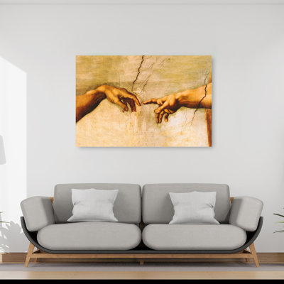 The Creation Of Adam, C.1510 Classic Vintage Abstract Architecture Wall Art Print by Michelangelo - Wrapped Canvas Print