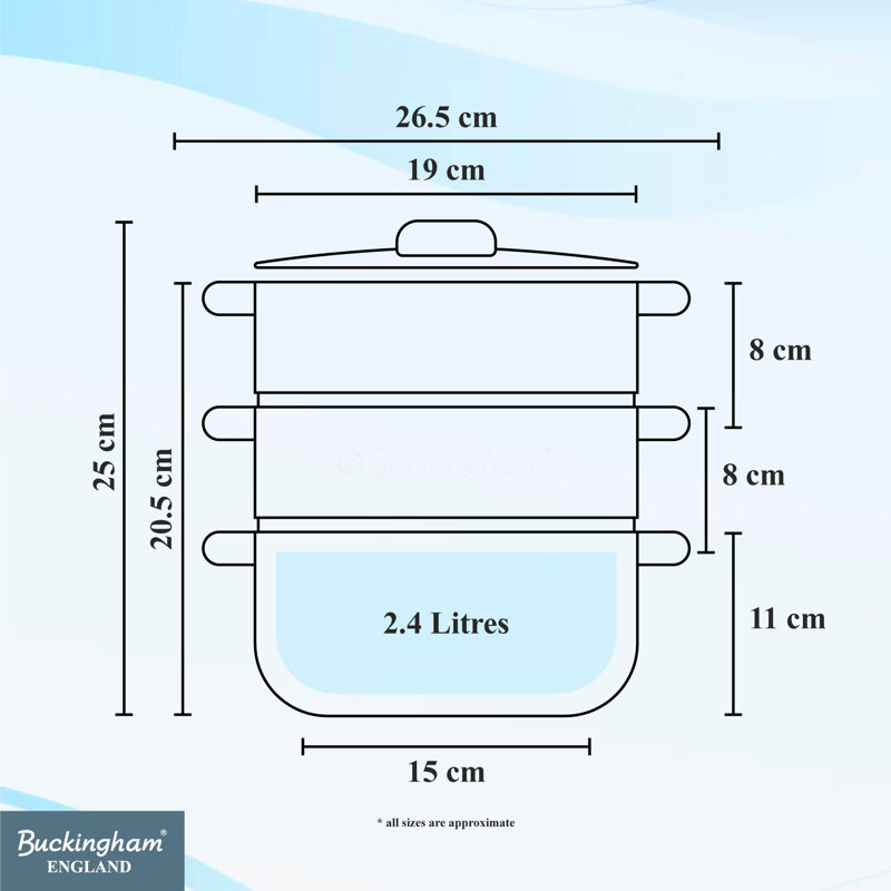 Buckingham Stainless Steel 3 Tier Steamer Set 18 cm