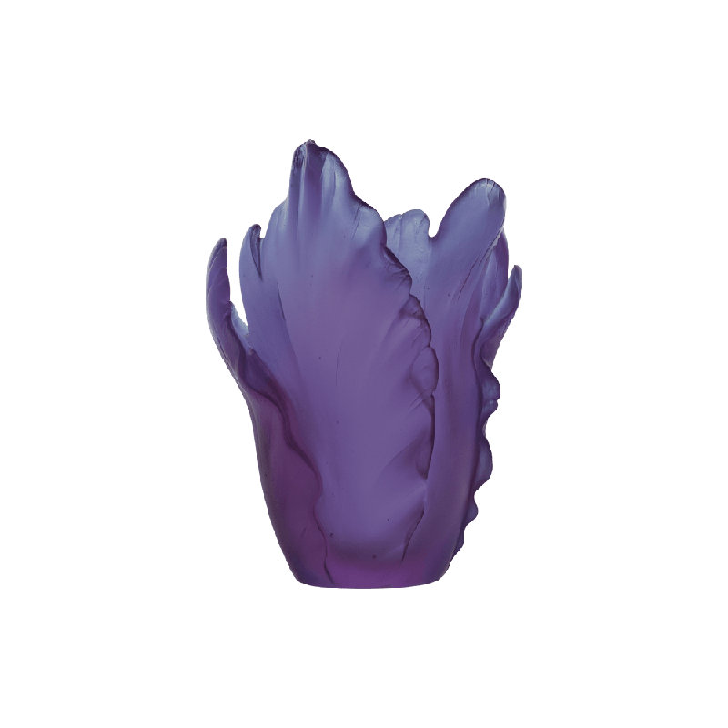 Tulip Handmade Crystal Table Vase, 6.7" H x 5.7" W x 5.7" D, Ultraviolet