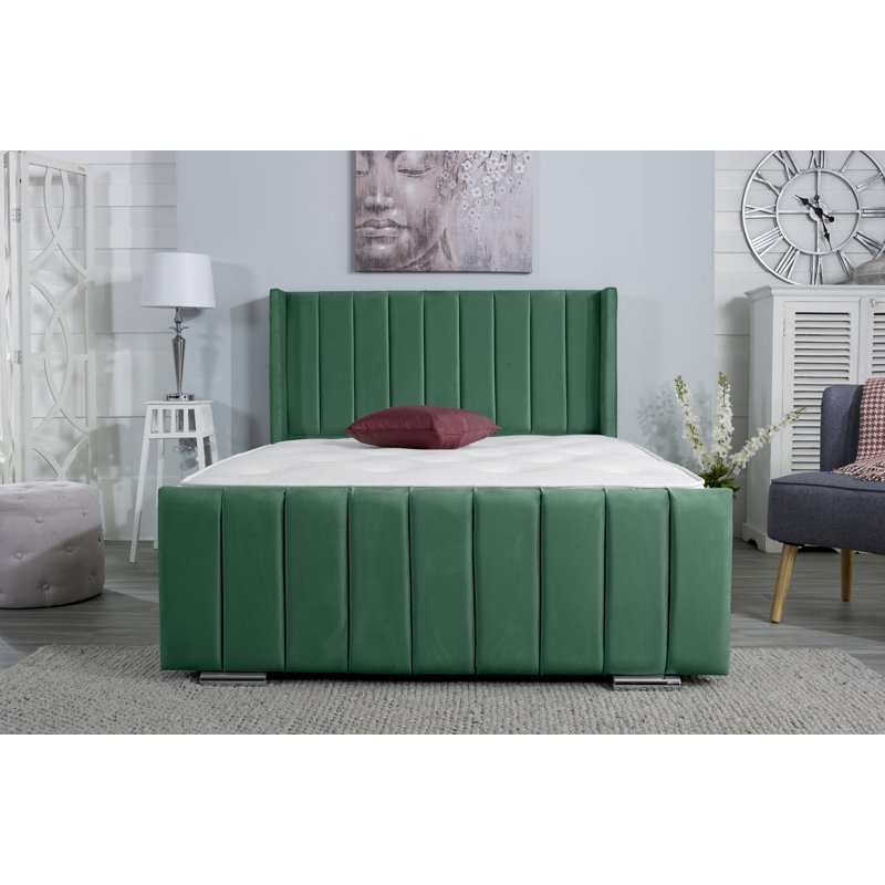 Apperton Upholstered Bed Frame, Green, Super King (6')