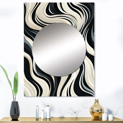 Nasriddin noir et blanc zébré monochromatique élégance - miroir mural abstrait, miroir décoratif moderne, impression d'art en métal