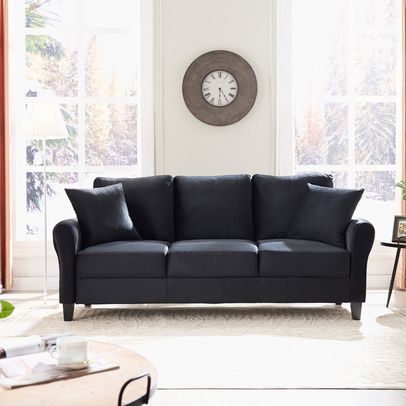 Costilla Upholstered 78.35'' Sofa, Black Velvet
