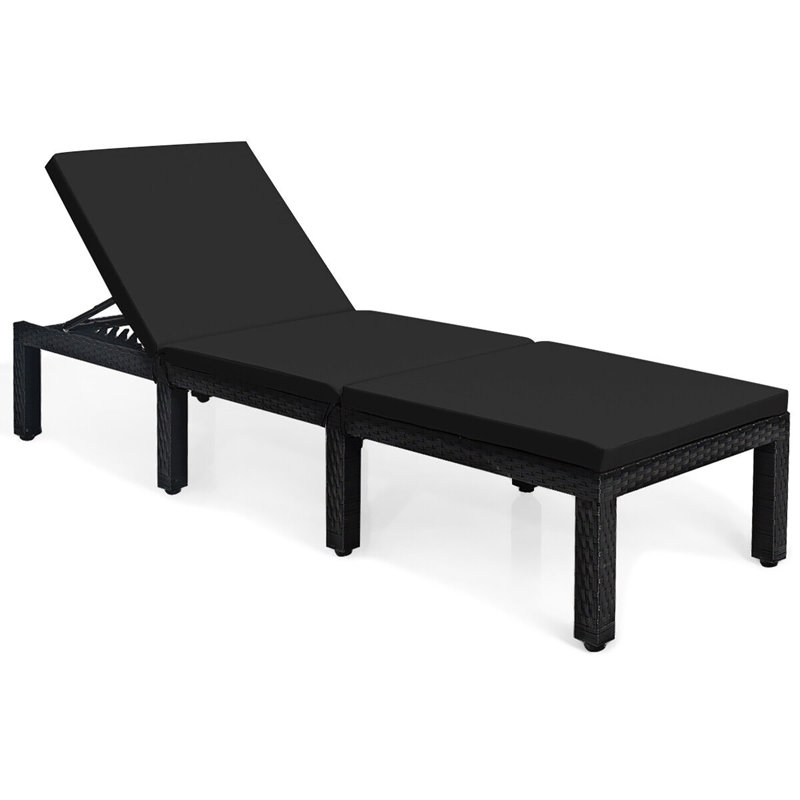Drewe Outdoor Chaise Lounge , Cushion Included, Black/Turquoise