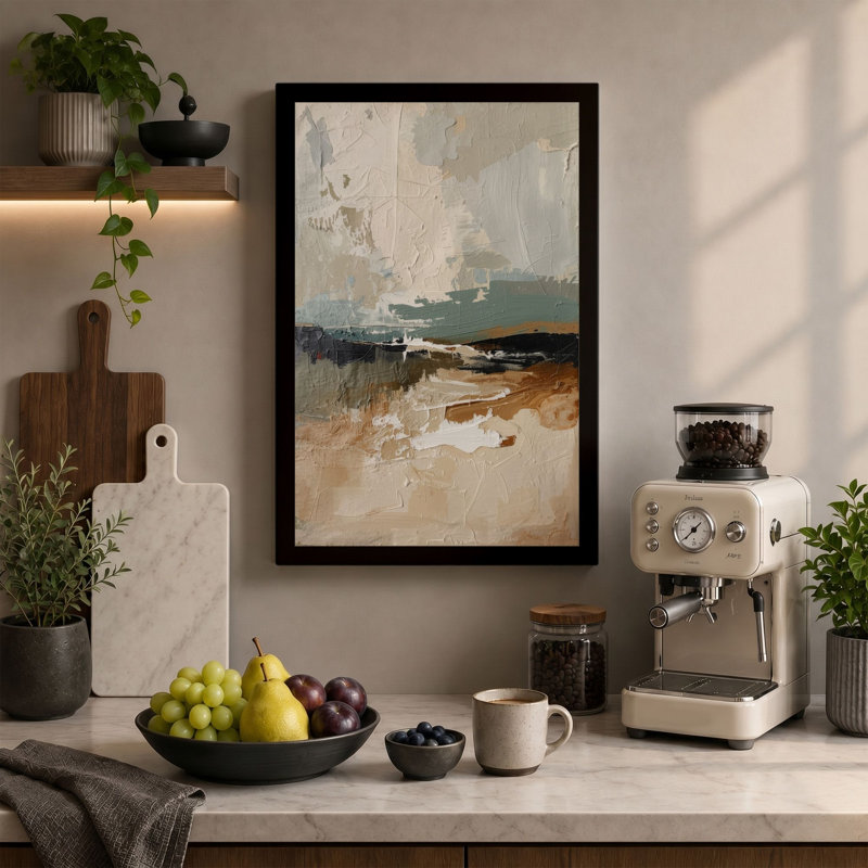 Layered Horizons Scandinavian - Wrapped Canvas, 30x20 - 76.2 x 50.8 cm, Taupe Border