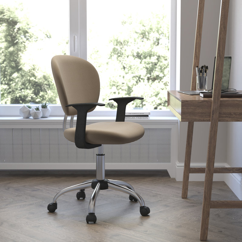 Mid-Back Mesh Padded Swivel Task Office Chair, Coffee, Fixed
