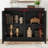 Mid Century Modern Fluted Hollowed Out Sideboard with 2 Outlet Holes – Black-1197537178