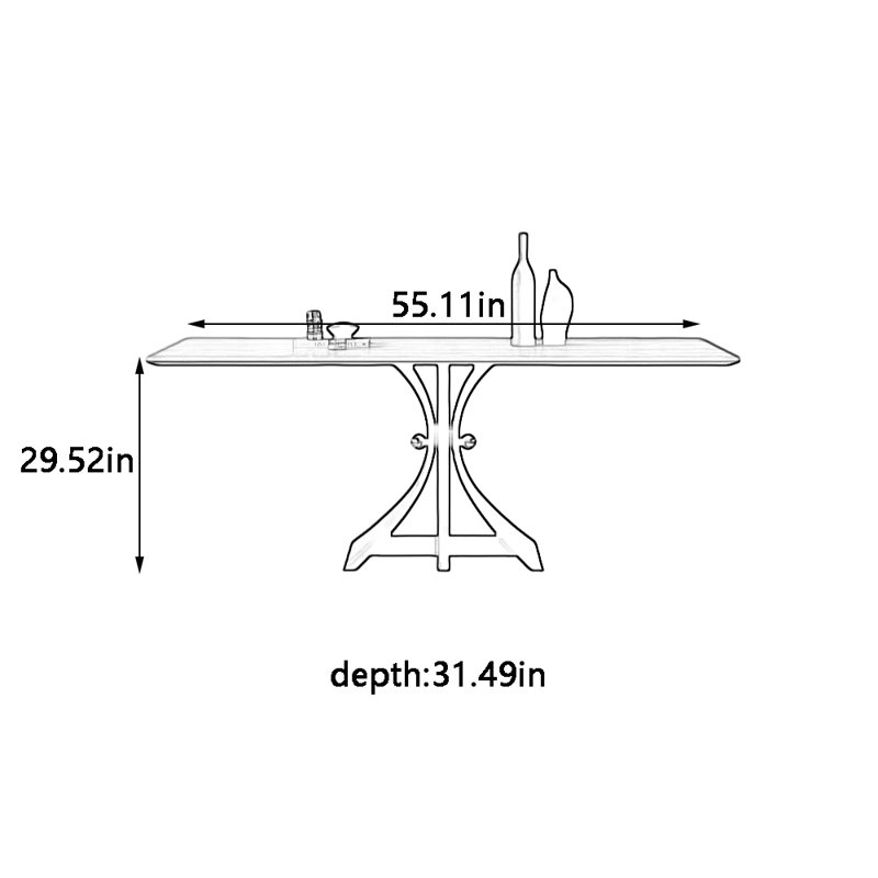 Table de salle à manger simple, H 29,52 po x L 55,11 po x l 31,49 po