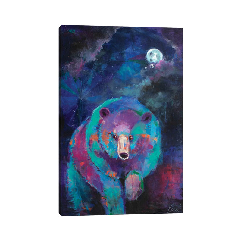 Bear's Nightly Wander by Kerri McCabe - Wrapped Canvas Print, 30.48cm H x 20.32cm W