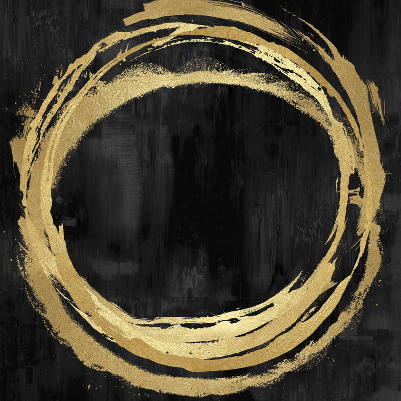 Black And Gold Circle Abstract 1 by Natalie Harris - Wrapped Canvas Print, 51cm H x 51cm W