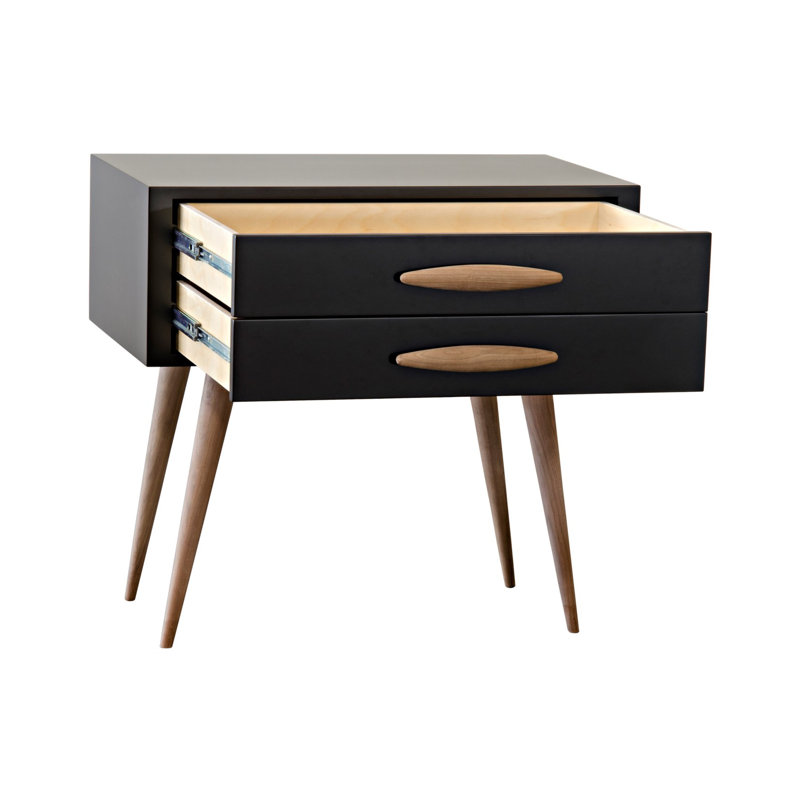Taylor 30'' W Solid Wood Nightstand, Black/Unfinished