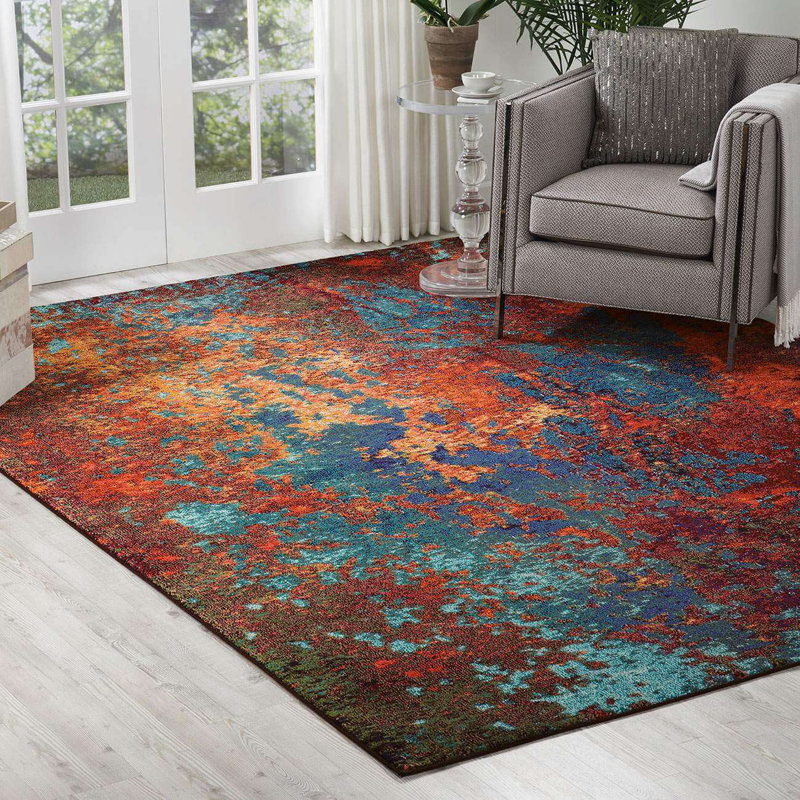 Abstract Rug, Thick Stain Resistant Graphics Rug, Modern Rug For Bedroom, Living Room, & Dining Room, Rectangle 239 x 239 cm