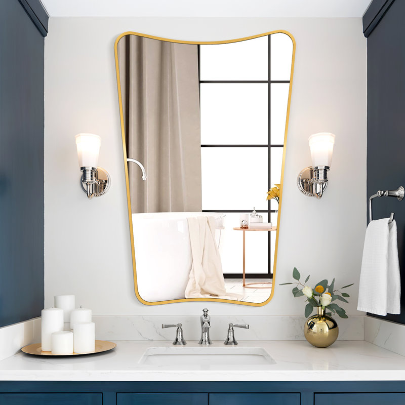 Miroir mural, Doré, 30 po x 22 po