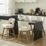 27.1" Swivel Bar Stools Set of 4, Polyester Upholstered Seat on Solid Wood Frame