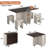 5 PCS Farmhouse Folding Dining Table Set for 4, 60'' Drop Leaf Table Set with 4 Leather Chairs, 2-Layer Storage Shelf, 6 Wheels, Barn Door Design, Space Saving Foldable Kitchen Table for Small Spaces-1493080773