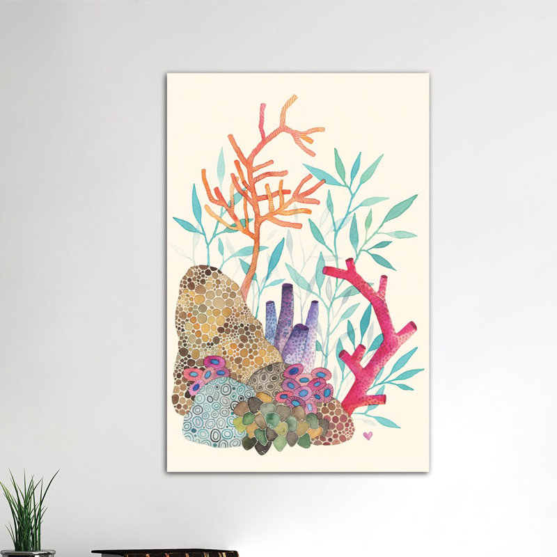 « corail corail », reproduction d’art sur toile, H 26 po x l 18 po x P 1,5 po, Toile tendue, Pas de tapis