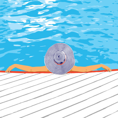 Hat And Pool - Wrapped Canvas Print
