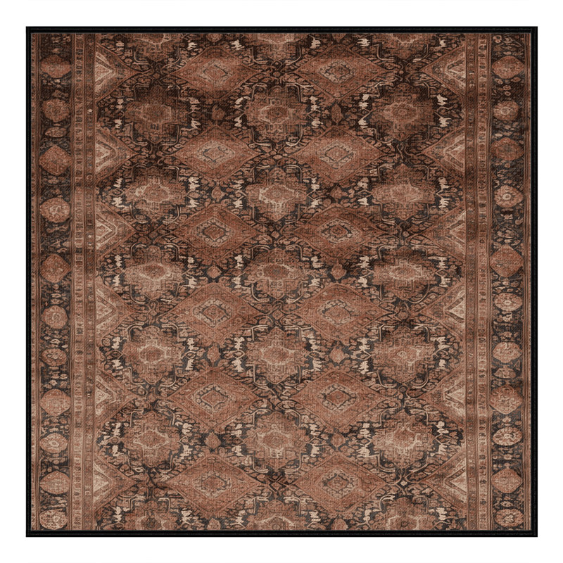 Tapis brun lavable à la machine, Carré 8 pi